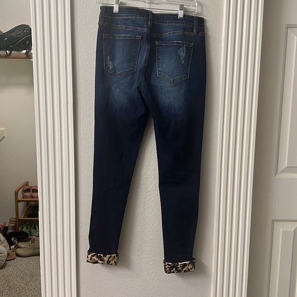 Kancan distressed, leopard cuffs, blue jeans Sz 11/29 - Picture 8 of 10